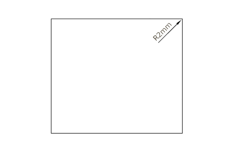 Polírozott mosogató kivágás (max. 600×600mm) R2 sarokkal